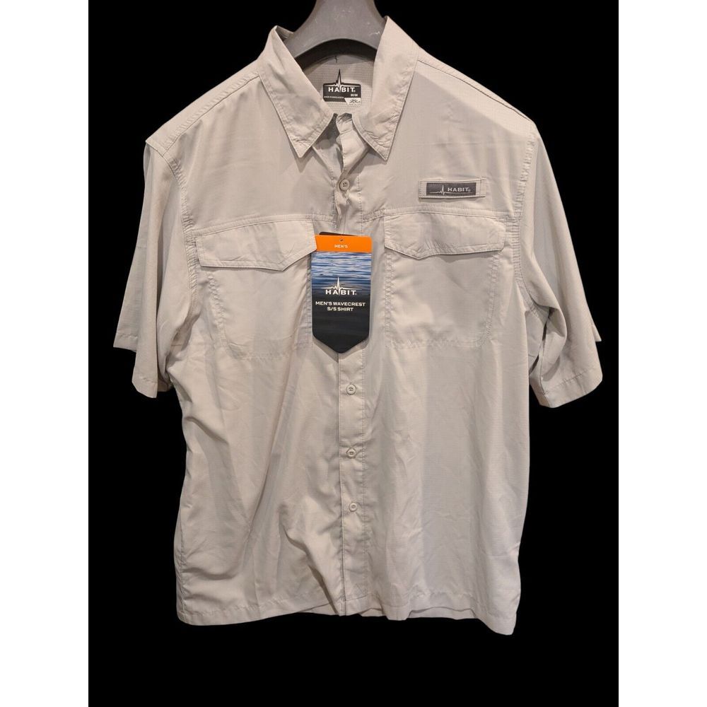 Habit Short Sleeve Fishing Shirt Men's Size med. UPF 40 Solar Factor‎ Protection